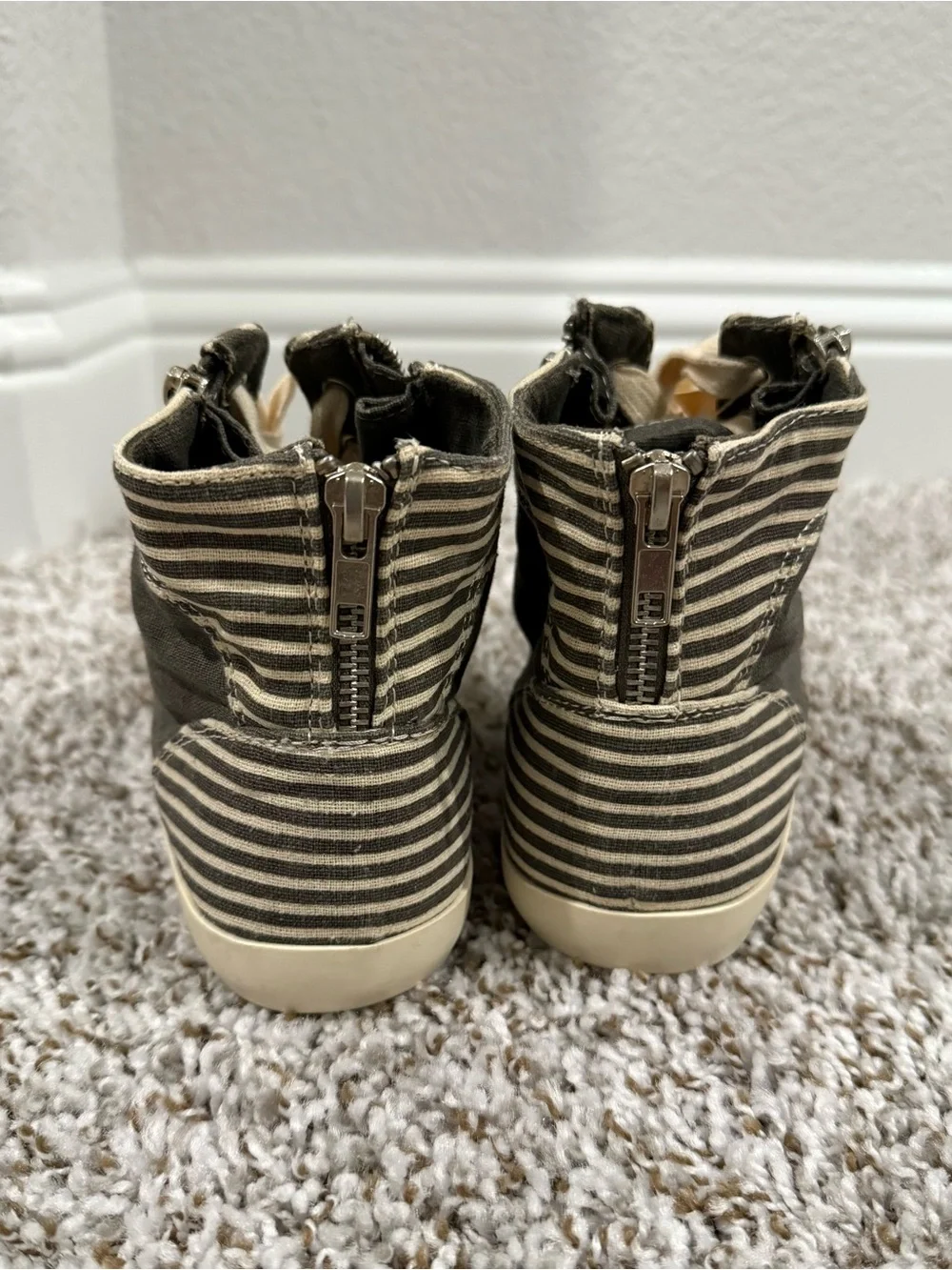 Forever 21 Black & Cream Striped High-Top Sneakers